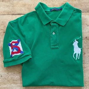 Polo Ralph Lauren Men’s Sz XL Kelly Green Mesh Knit Big Pony‎ Rugby Polo Shirt